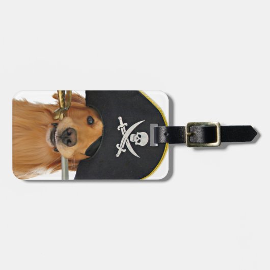Golden Retriever Halloween Pirate Bagagelabel (Voorkant horizontaal)