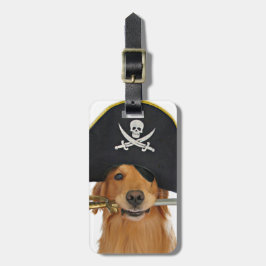 Golden Retriever Halloween Pirate Bagagelabel