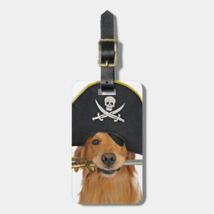 Golden Retriever Halloween Pirate Bagagelabel