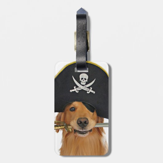 Golden Retriever Halloween Pirate Bagagelabel (Achterkant verticaal)