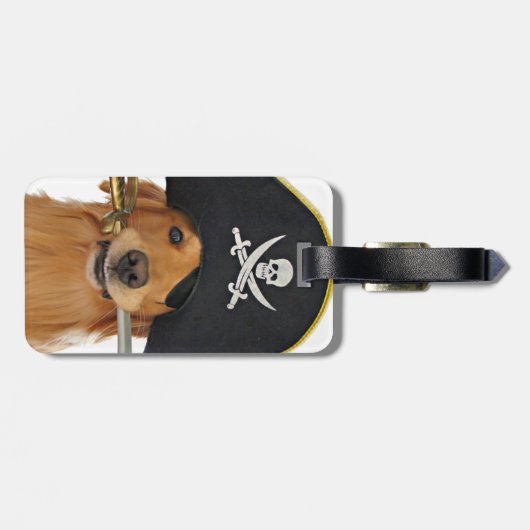 Golden Retriever Halloween Pirate Bagagelabel (Achterkant horizontaal)