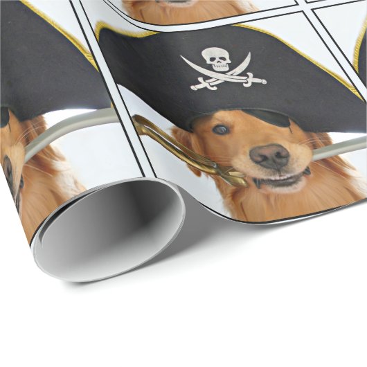 Golden Retriever Halloween Pirate Cadeaupapier (Rol Hoek)