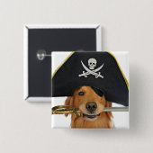 Golden Retriever Halloween Pirate Vierkante Button 5,1 Cm (Voorkant /achterkant)