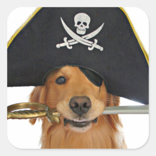 Golden Retriever Halloween Pirate Vierkante Sticker