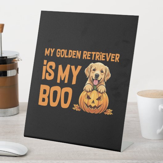 Golden Retriever Halloween Reclamebord Met Voetstuk (Insitu)