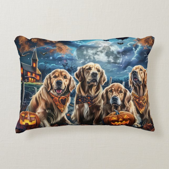 Golden Retriever Halloween Spooky Accent Kussen (Voorkant)