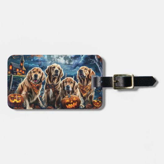 Golden Retriever Halloween Spooky Bagagelabel (Voorkant horizontaal)