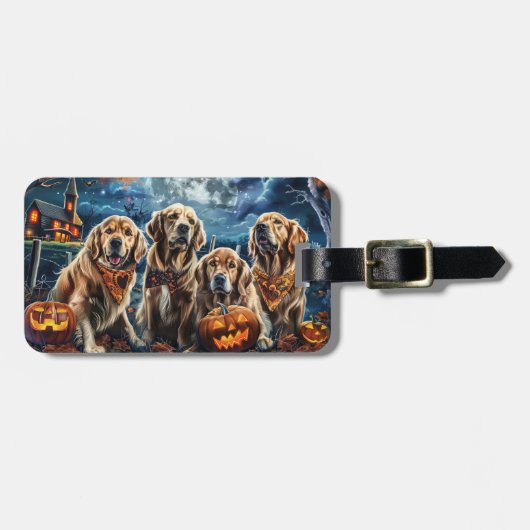 Golden Retriever Halloween Spooky Bagagelabel (Voorkant horizontaal)