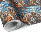Golden Retriever Halloween Spooky Cadeaupapier (Rol Hoek)