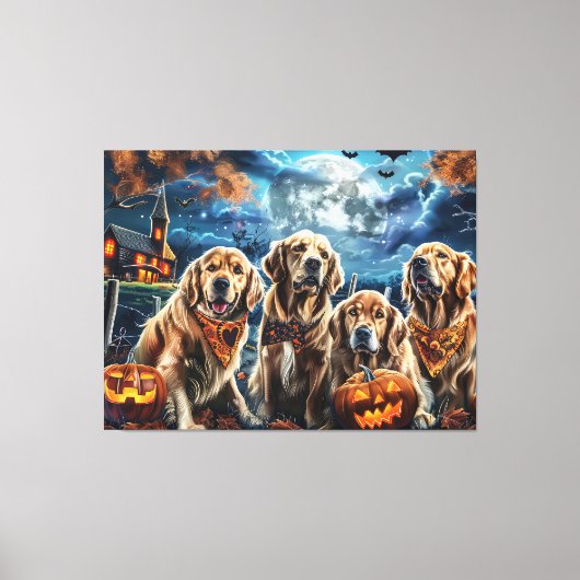 Golden Retriever Halloween Spooky Canvas Afdruk (Voorkant)