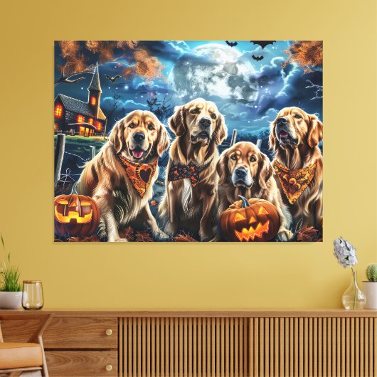 Golden Retriever Halloween Spooky Canvas Afdruk (Insitu (Woonkamer))