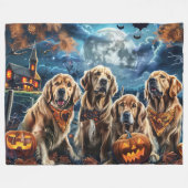 Golden Retriever Halloween Spooky Fleece Deken (Voorkant (Horizontaal))