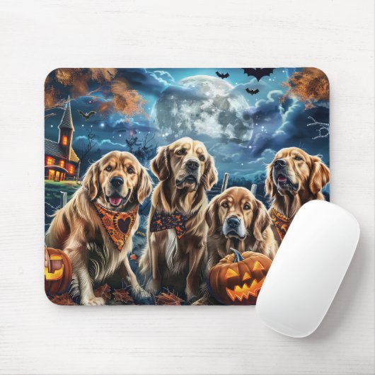 Golden Retriever Halloween Spooky Muismat (Met muis)