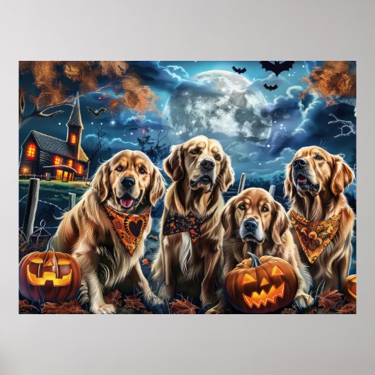 Golden Retriever Halloween Spooky Poster (Voorkant)