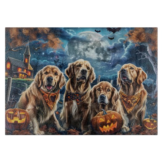 Golden Retriever Halloween Spooky Snijplank (Voorkant)