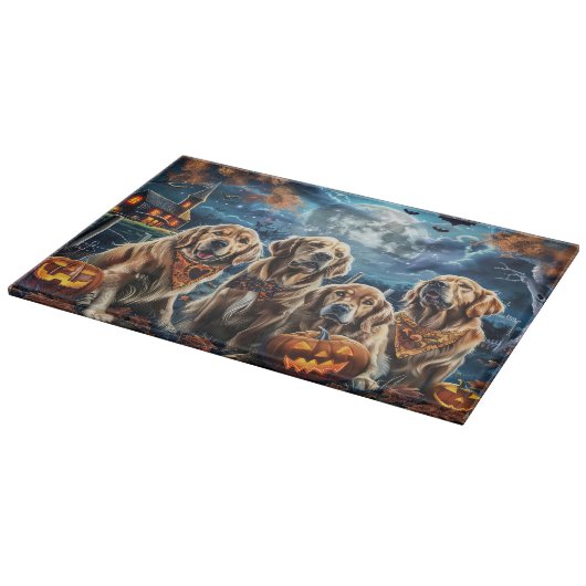 Golden Retriever Halloween Spooky Snijplank (Hoek)