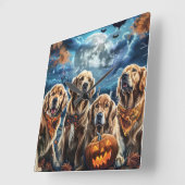 Golden Retriever Halloween Spooky Vierkante Klok (Hoek)