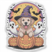 Golden Retriever Halloween Sticker (Voorkant)
