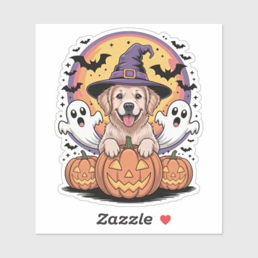 Golden Retriever Halloween Sticker (Vel)