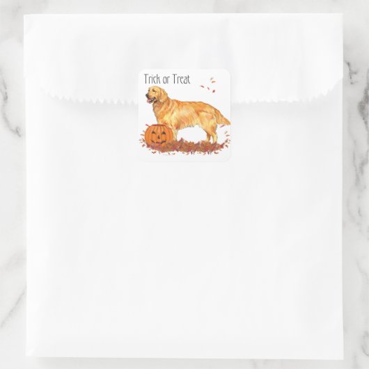 Golden Retriever Halloween Vierkante Sticker (Tas)