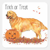 Golden Retriever Halloween Vierkante Sticker (Voorkant)