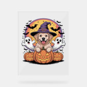 Golden Retriever Halloween Witch Dog Classic T-Shi Acryl Bord (Voorkant)