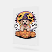 Golden Retriever Halloween Witch Dog Classic T-Shi Acryl Bord (Hoek)