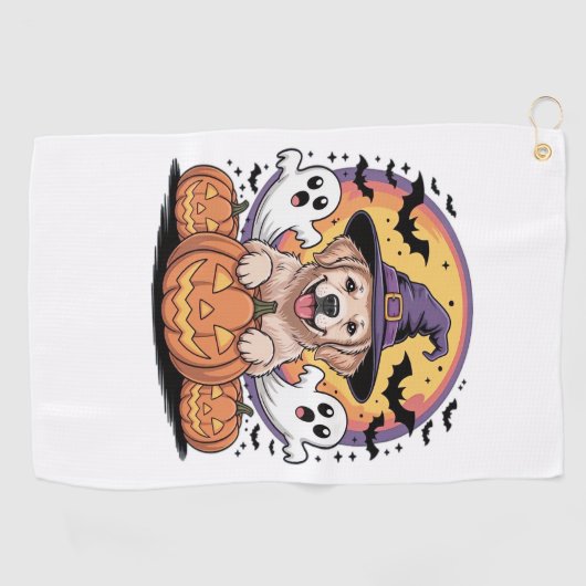 Golden Retriever Halloween Witch Dog Classic T-Shi Golfhanddoek (Horizontaal)
