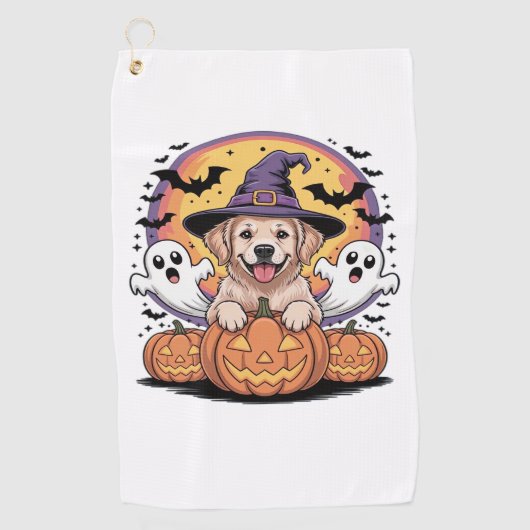 Golden Retriever Halloween Witch Dog Classic T-Shi Golfhanddoek (Voorkant)