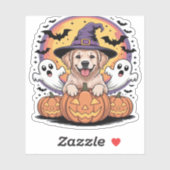 Golden Retriever Halloween Witch Dog Classic T-Shi Sticker (Vel)
