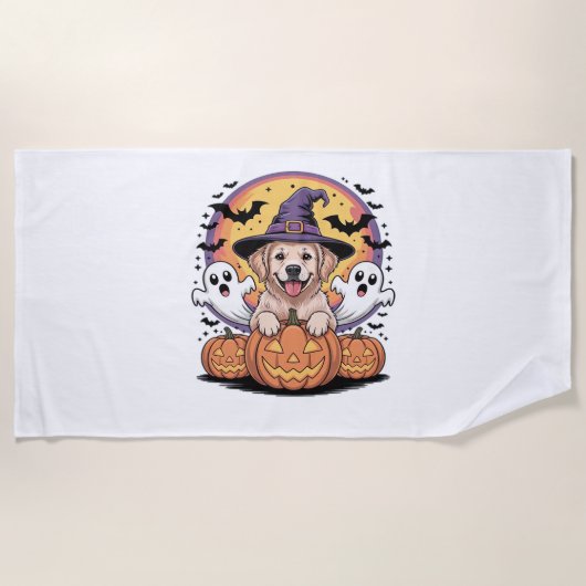 Golden Retriever Halloween Witch Dog Classic T-Shi Strandlaken (Voorkant)