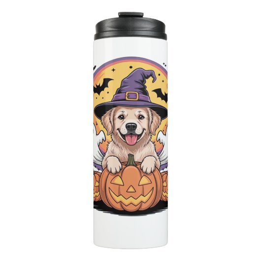 Golden Retriever Halloween Witch Dog Classic T-Shi Thermosbeker (Voorkant)