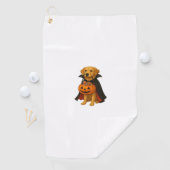 Golden Retriever Halloweenhond met pompoen Snoep Golfhanddoek (Insitu)