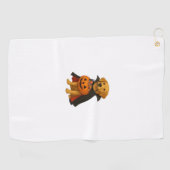 Golden Retriever Halloweenhond met pompoen Snoep Golfhanddoek (Horizontaal)