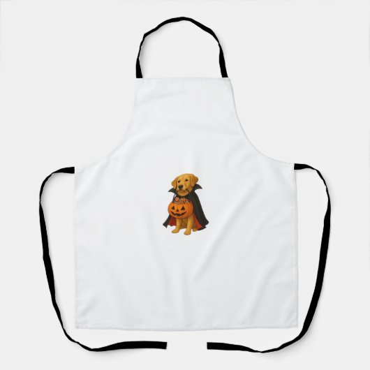 Golden Retriever Halloweenhond met pompoen Snoep Schort (Voorkant)