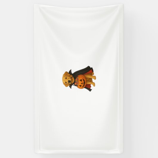 Golden Retriever Halloweenhond met pompoen Snoep Spandoek (Verticaal)