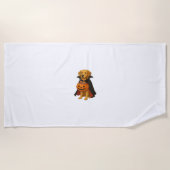 Golden Retriever Halloweenhond met pompoen Snoep Strandlaken (Voorkant)
