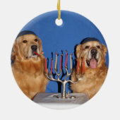 Golden Retriever Hanukkah Menorah Keramisch Ornament (Achterkant)