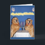 Golden Retriever Hanukkah Menorah Lighting Feestdagen Kaart<br><div class="desc">Deze golden retrievers steken de menora aan om iedereen een gouden Chanoeka te wensen.</div>