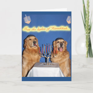 Golden Retriever Hanukkah Menorah Lighting Feestdagen Kaart