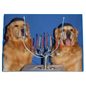 Golden Retriever Hanukkah Menorah Lighting Large Cadeautasje (Voorkant)
