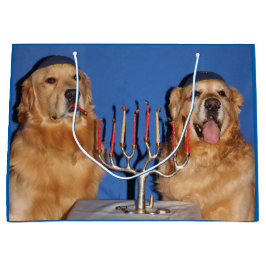 Golden Retriever Hanukkah Menorah Lighting Large Cadeautasje