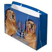 Golden Retriever Hanukkah Menorah Lighting Large Cadeautasje (Achterkant Gekanteld)