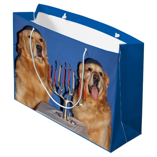Golden Retriever Hanukkah Menorah Lighting Large Cadeautasje (Achterkant Gekanteld)