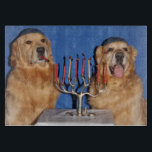 Golden Retriever Hanukkah Menorah Lighting Snijplank<br><div class="desc">Dit snijbord is voorzien van gouden riemen met garnalen die de menorah voor Hanukkah belichten.</div>