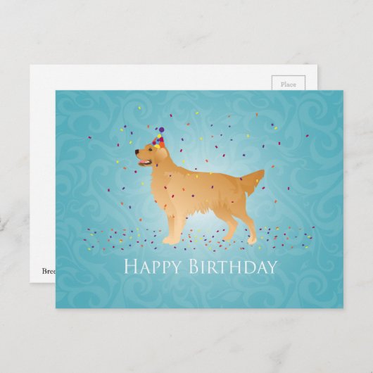 Golden Retriever Happy Birthday Design Briefkaart (Voorkant / Achterkant)