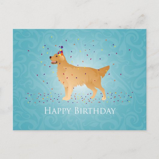 Golden Retriever Happy Birthday Design Briefkaart (Voorkant)