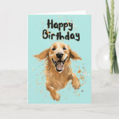 Golden Retriever Happy Birthday Kaart (Voorkant)