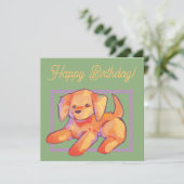 Golden retriever. Happy Birthday Kaart (Staand voorkant)