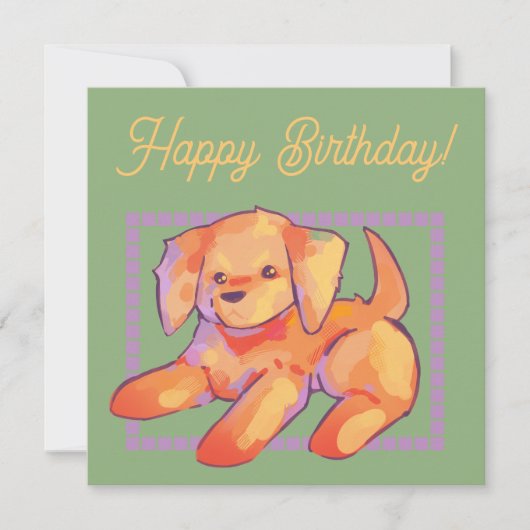 Golden retriever. Happy Birthday Kaart (Voorkant)
